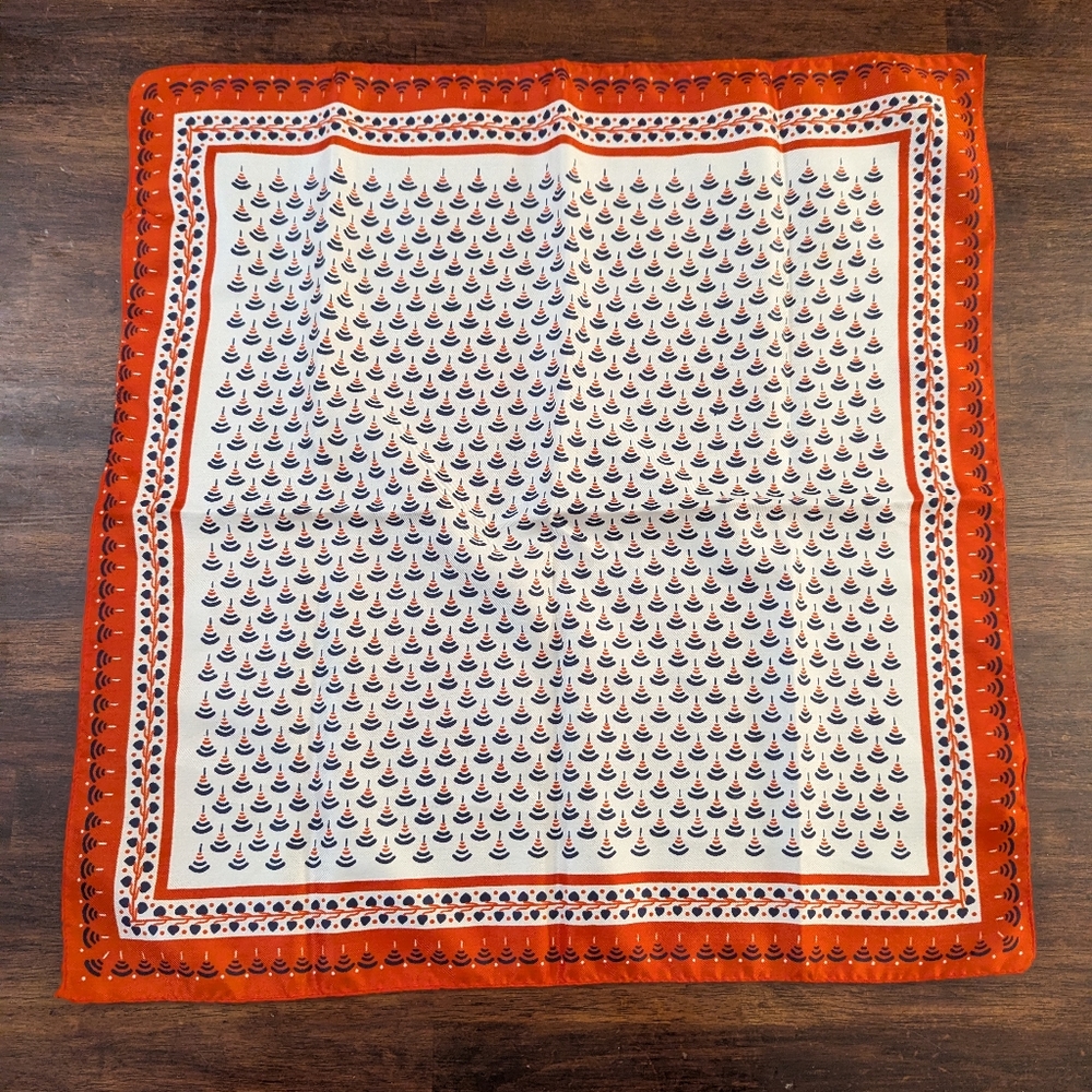 Blue and White Patterned Scarf